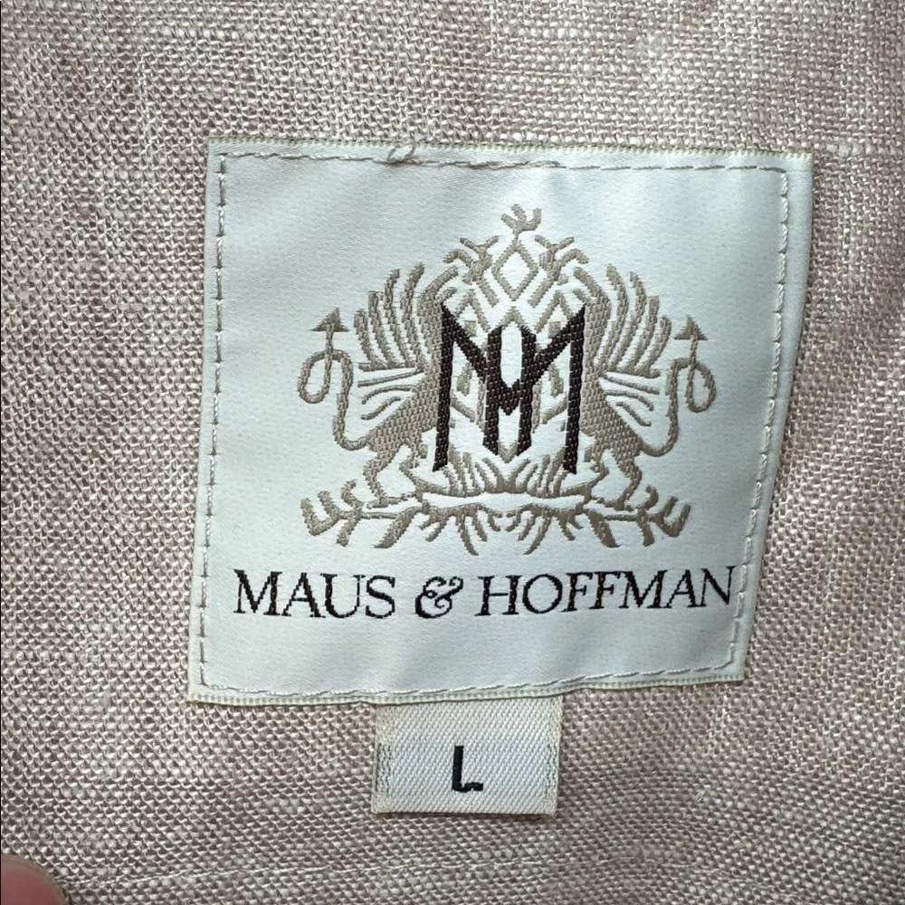 Maus & Hoffman Men's Beige Lightweight Jacket L linen blend zip up casual